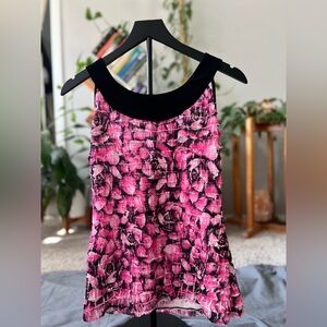 Elegant Pink Floral Sleeveless Blouse